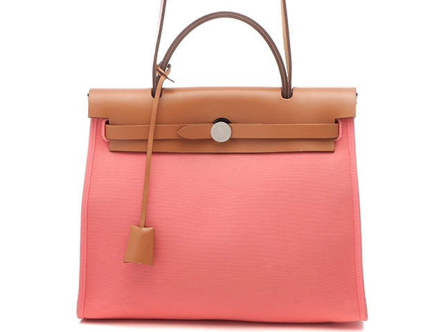 HERMES　エルメス　バッグ　エールバッグジップPM　トワルオフィシェ/バッシュハンター　ローズアザレ/ナチュラル　SV金具　A刻印【431】2147200537665