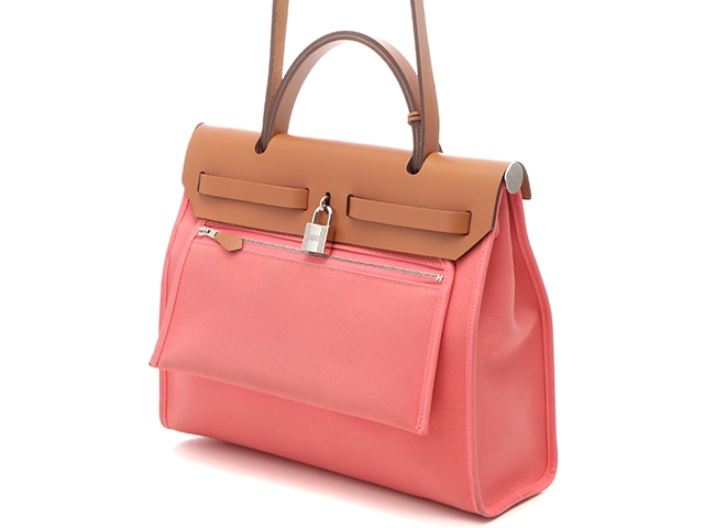 HERMES エルメス バッグ エールバッグジップPM トワルオフィシェ/バッシュハンター ローズアザレ/ナチュラル SV金具 A刻印【431】2147200537665