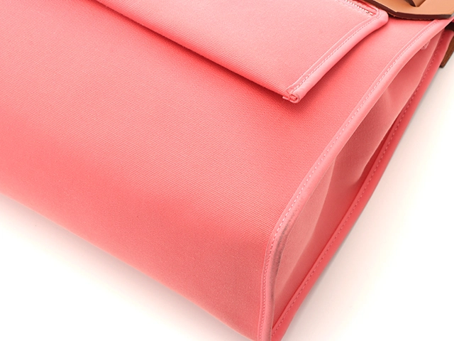 HERMES エルメス バッグ エールバッグジップPM トワルオフィシェ/バッシュハンター ローズアザレ/ナチュラル SV金具 A刻印【431】2147200537665