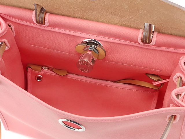 HERMES エルメス バッグ エールバッグジップPM トワルオフィシェ/バッシュハンター ローズアザレ/ナチュラル SV金具 A刻印【431】2147200537665