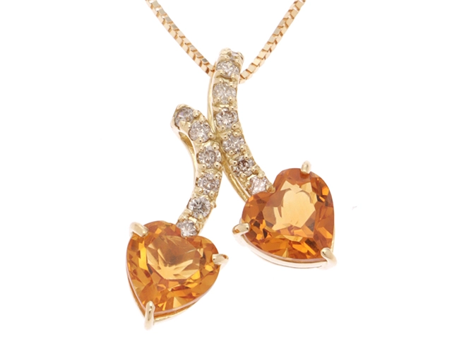 JEWELRY　ジュエリー　ネックレス　K18 ゴールド　シトリン1.40ct/ダイヤモンド0.15ct　約2.8g　2147200538907【208】