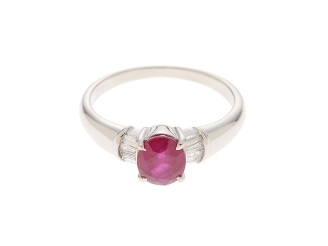 JEWELRY　ジュエリー　　リング　PT900　プラチナ　12号　ダイヤモンド0.11　ルビー1.22 　　約4.1g　2147200540092　【208】