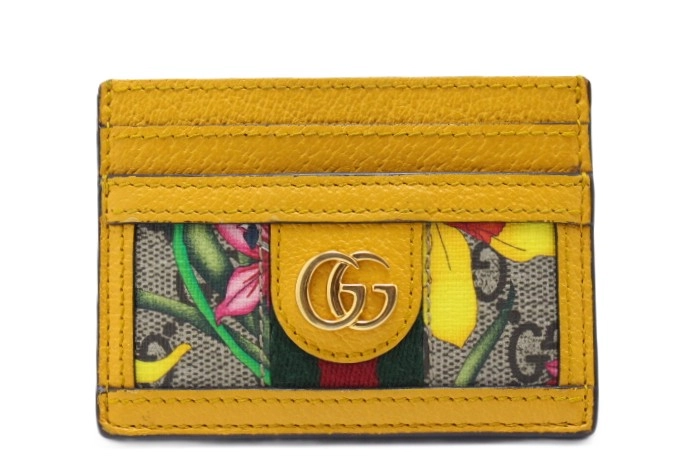 GUCCI グッチ フローラ オフィディア カードケース 523159 イエローゴールド/ベージュ PVC/レザー