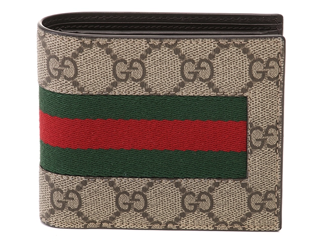 GUCCI グッチ GGスプリーム 二つ折り財布 ベージュ PVC/レザー アウトレット 779854【430】2147200542508