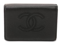 CHANEL シャネル ココマーク 三つ折り財布 ブラック/GP キャビア 【430】2147200543444
