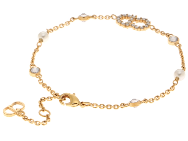 Dior　ディオール　Clair D Luneブレスレット　GP/クリスタル/レジンパール　2147200545455【432】