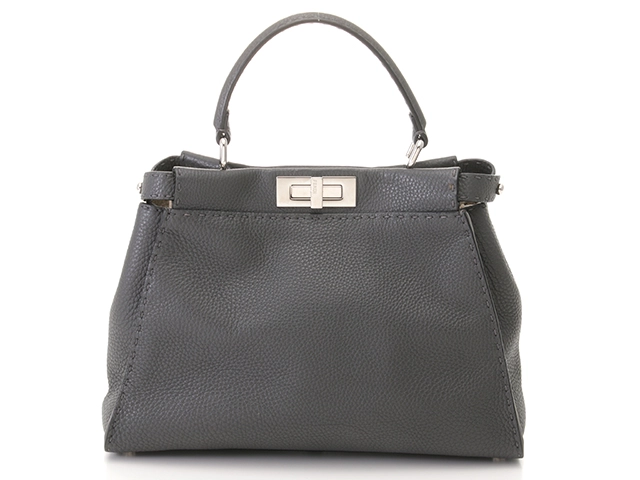 FENDI セレリア ピーカブー レギュラー グレー×ホワイト ショルダーバッグ フェンディ ピーカブー セレリア チャーム付き FENDI】フェンディ