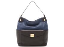 FURLA フルラ バイカラー ショルダーバッグ ネイビー／ダークブラウン レザー F6356【430】2147200546773