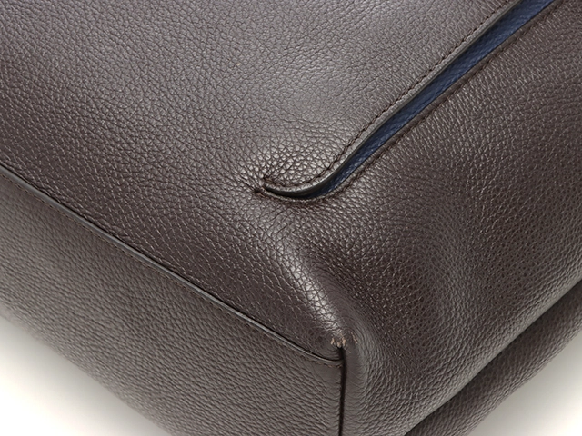 FURLA フルラ バイカラー ショルダーバッグ ネイビー／ダークブラウン レザー F6356【430】2147200546773