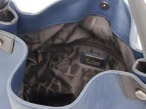 FURLA フルラ バイカラー ショルダーバッグ ネイビー／ダークブラウン レザー F6356【430】2147200546773