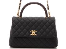 CHANEL シャネル マトラッセ ココハンドル29　ハンドバッグ ショルダーバッグ  ブラック/ボルドー/GP キャビア/リザード　433