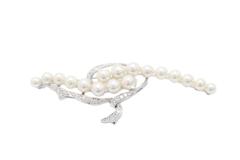 JEWELRY ノンブランドジュエリー ブローチ K14WG ホワイトゴールド パール 真珠 ダイヤモンド 0.58ct 【460】2147200548944