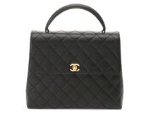 CHANEL　シャネル　トップハンドルバッグ　マトラッセ　ハンドバッグ　ブラック　ゴールド金具　キャビアスキン　【471】L