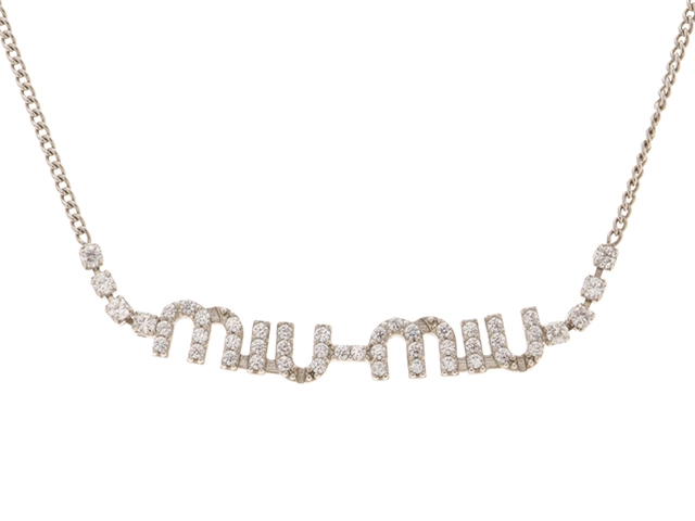 miumiu ミュウミュウ ネックレス クリスタル付メタルネックレス メタル