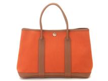 HERMES エルメス トートバッグ ガーデンTPM オレンジ/ゴールド キャンバス/ネゴンダ □P刻印(2012年頃)【472】YY