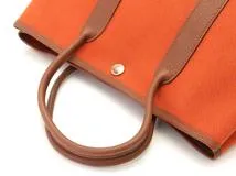 HERMES エルメス トートバッグ ガーデンTPM オレンジ/ゴールド キャンバス/ネゴンダ □P刻印(2012年頃)【472】YY