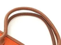 HERMES エルメス トートバッグ ガーデンTPM オレンジ/ゴールド キャンバス/ネゴンダ □P刻印(2012年頃)【472】YY