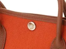 HERMES エルメス トートバッグ ガーデンTPM オレンジ/ゴールド キャンバス/ネゴンダ □P刻印(2012年頃)【472】YY