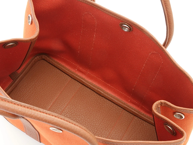 HERMES エルメス トートバッグ ガーデンTPM オレンジ/ゴールド キャンバス/ネゴンダ □P刻印(2012年頃)【472】YY