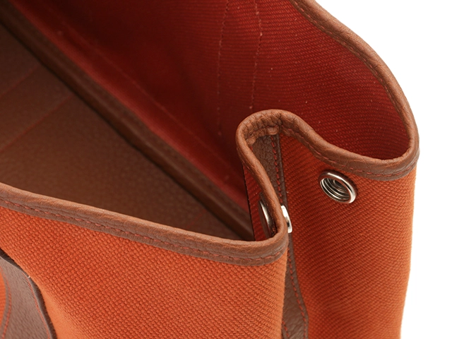 HERMES エルメス トートバッグ ガーデンTPM オレンジ/ゴールド キャンバス/ネゴンダ □P刻印(2012年頃)【472】YY