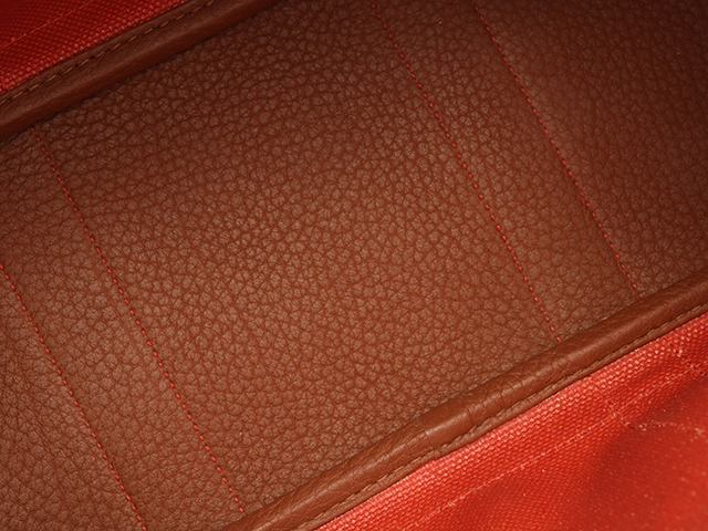 HERMES エルメス トートバッグ ガーデンTPM オレンジ/ゴールド キャンバス/ネゴンダ □P刻印(2012年頃)【472】YY