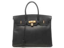 HERMES エルメス バーキン35　ハンドバッグ　アルデンヌ ブラック/GP　□G約2003年　433