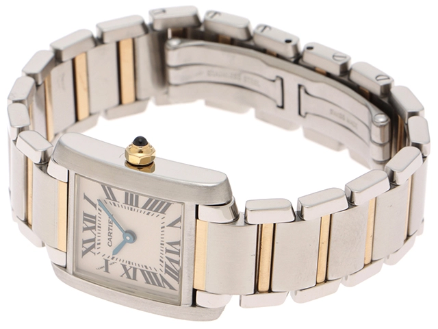 Cartier　カルティエ　タンクフランセーズSM　クォーツ　レディース　YG/SS　W51007Q4　ホワイト　【432】　【 2147200554921】