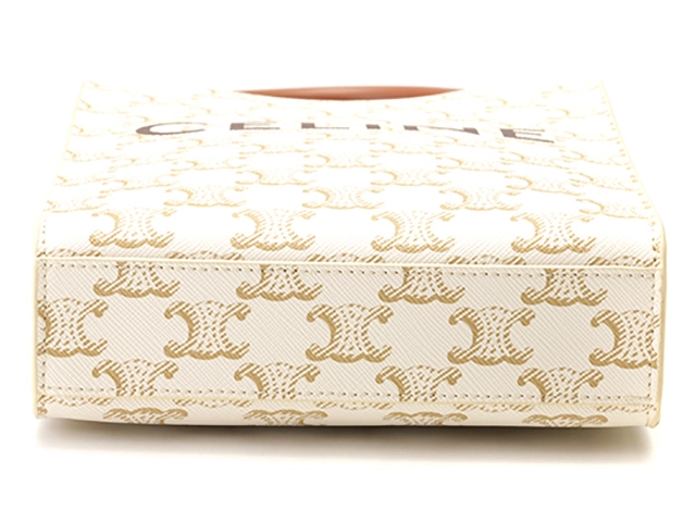 CELINE　セリーヌ　トリオンフ　ミニバーティカルカバ　ホワイト　PVC／カーフ　【471】　Y