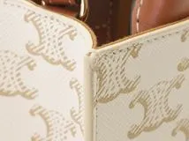 CELINE　セリーヌ　トリオンフ　ミニバーティカルカバ　ホワイト　PVC／カーフ　【471】　Y