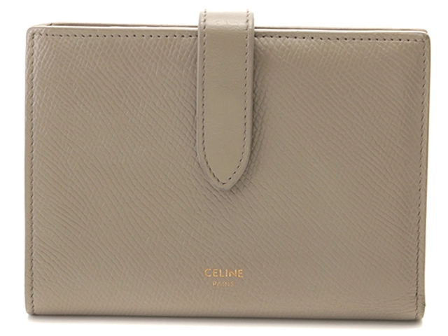 CELINE セリーヌ ミディアム ストラップ ウォレット レザー グレージュ CELINE セリーヌ 財布 ミディアムストラップウォレット グレージュ