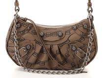 バレンシアガ 2WAYハンドバッグ　BBモノグラム　カゴール　ミニ　ブラウン　レザー　433