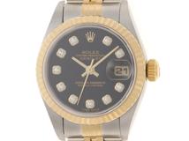 Y番 ROLEX ロレックス レディース オートマチック デイトジャスト26 79173G ブラック10PD文字盤 K18YG/SS【472】HK