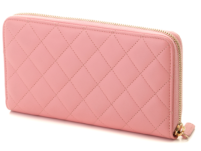 シャネル マトラッセ ロングウォレット ピンク CHANEL シャネル マトラッセ ロングジップウォレット ラムスキン