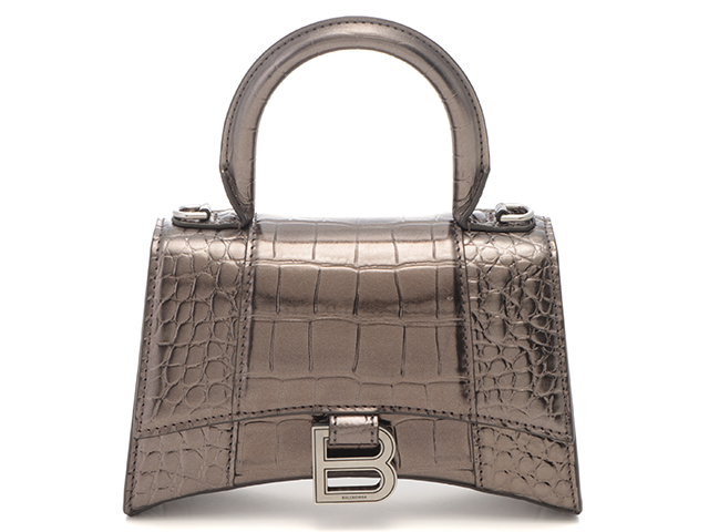★極美品★ BALENCIAGA ヴィンテージ ボストンバッグクロコダイル型押し BALENCIAGA バレンシアガ アワーグラスハンドバッグXS ブロンズ