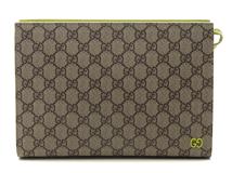 GUCCI　グッチ　GGスプリーム　バイカラースモールポーチ　ベージュ/ライトグリーン　【471】　Y