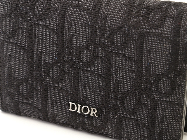 Dior ディオール オブリーク ビジネスカードホルダー ブラック/SV 【472】YN