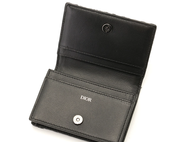 Dior ディオール オブリーク ビジネスカードホルダー ブラック/SV 【472】YN