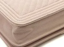 CHANEL　シャネル　ボーイシャネル　Vステッチチェーンウォレット　キャビアスキン　ピンクベージュ/GP　AP1117【431】