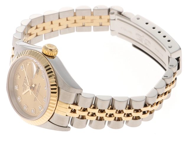ROLEX　ロレックス　レディース　デイトジャスト　シャンパン文字盤　10PD  18YG/SS　79173G　P番　【471】 Y