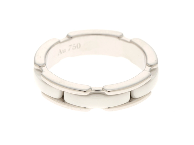 【Aランク】CHANEL シャネル K18WG ウルトラコレクション スモールモデル リング 指輪 J3091 ホワイトセラミック サイズ48 約8号 レディース【ISEYA】
