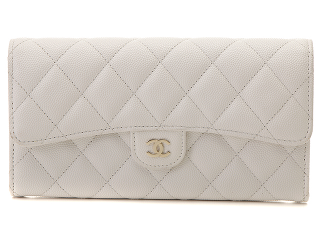 あらかじめご了承くださいませCHANEL シャネル　長財布 マトラッセ キャビアスキン ロングフラップ