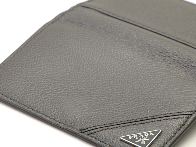PRADA グレー レザー 名刺入れ PRADA プラダ 名刺入れ カードケース グレー カーフ レザー【460