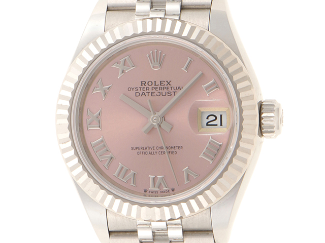 2021年4月　ROLEX　ロレックス　デイトジャスト28　279174　ピンク文字盤　ローマインデックス　ホワイトゴールド×ステンレススチール　 レディース　自動巻き　（2147300307212）【200】