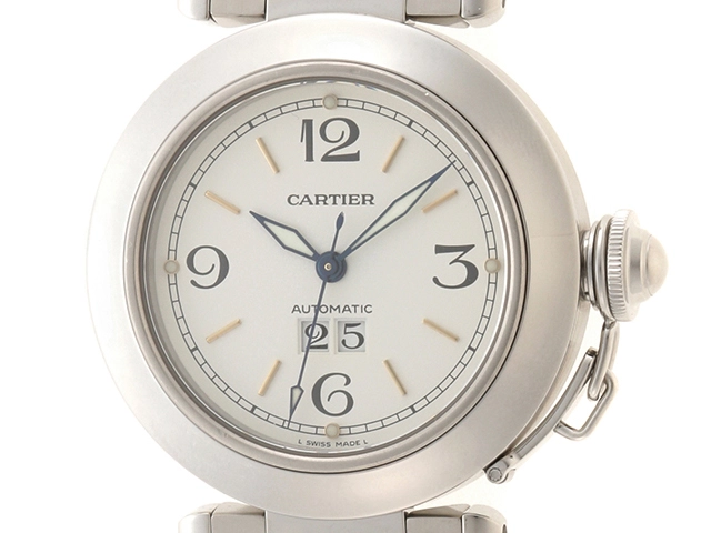 Cartier カルティエ パシャC ビッグデイト  ボーイズ 時計 自動巻き W31015M7 ホワイト文字盤 SS【460】2147300307304