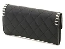 CHANEL　シャネル　CCフィリグリー　ロングフラップウォレット　キャビアスキン　ブラック/ホワイト　A84448　長財布【431】