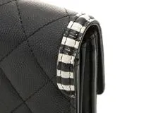 CHANEL　シャネル　CCフィリグリー　ロングフラップウォレット　キャビアスキン　ブラック/ホワイト　A84448　長財布【431】
