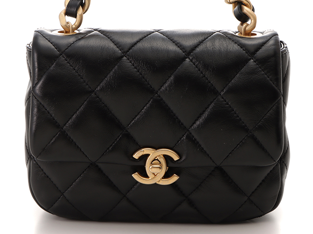 CHANEL　シャネル　ミニ　フラップ バッグ　ブラック/GP(ゴールド金具) 　ラムスキン　AS3205 B07997 94305　 2147300322741　【432】