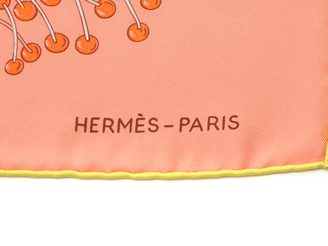 HERMES　エルメス　カレ90　Bracelets de Lumiere　サーモン　シルク　【437】 image number 3