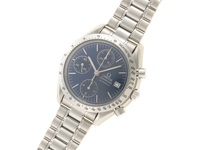 OMEGA スピードマスターデイト 3511 80 Speedmaster OMEGA オメガ ｽﾋﾟｰﾄﾞﾏｽﾀｰ ﾃﾞｲﾄ 3511.80 SS ブルー 自動巻き【432】 の
