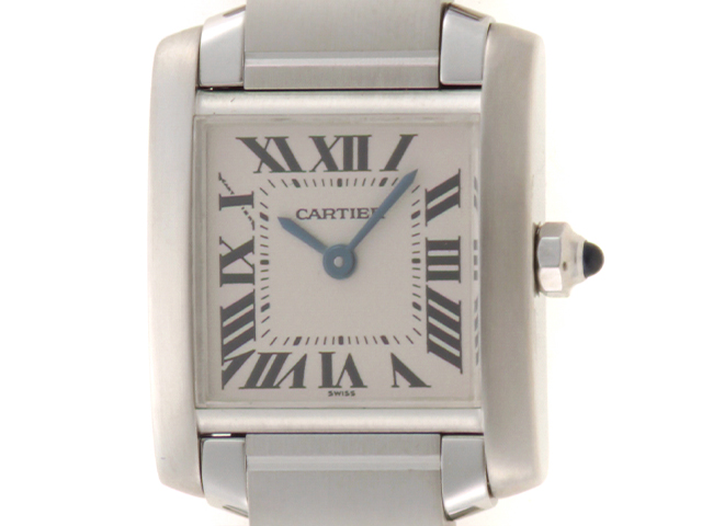 Cartier カルティエ タンクフランセーズSM W51008Q3 ステンレス 旧型 時計 クォーツ レディース ローマ数字【472】HU
